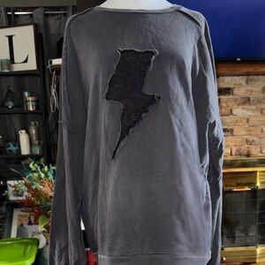 Easel Gray Sweatshirt with Black Lightning Bolt